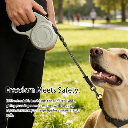 Retractable Dog Leash for Medium & Large Dogs up to 80 lbs, One-Handed Brake, 180kg Strong Nylon Tape, Tangle Free, Anti-Slip Handle (M & L Size) (Grey, M-4M)