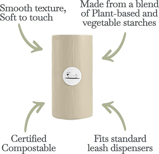 NINA WOOF Dog Poop Bags Rolls - 90 Compostable & Biodegradable for Puppy Walks, Travel, Thick Refill Housebreaking dog poo bags Premium Cornstarch Pet Poo Bags Dogs