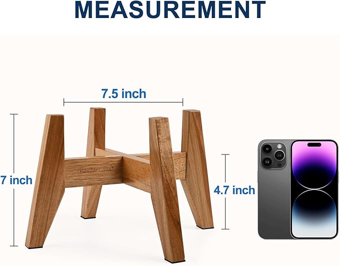 Elevated Dog Bowl Stand for Small Dogs, 7" Tall Raised Dog Bowl Stand Fits Up to 7" Bowls, Solid Acacia Wood Dog Bowl Holder, Set of 2 Wooden Dog Feeding Stands (Stand Only)