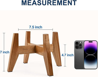 Elevated Dog Bowl Stand for Small Dogs, 7" Tall Raised Dog Bowl Stand Fits Up to 7" Bowls, Solid Acacia Wood Dog Bowl Holder, Set of 2 Wooden Dog Feeding Stands (Stand Only)