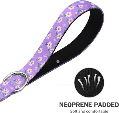 Hikiko 5FT Dog Leash for Small Medium Large Dogs, Dual Padded Handles Dog Lead for Walking Training (Purple Floral)