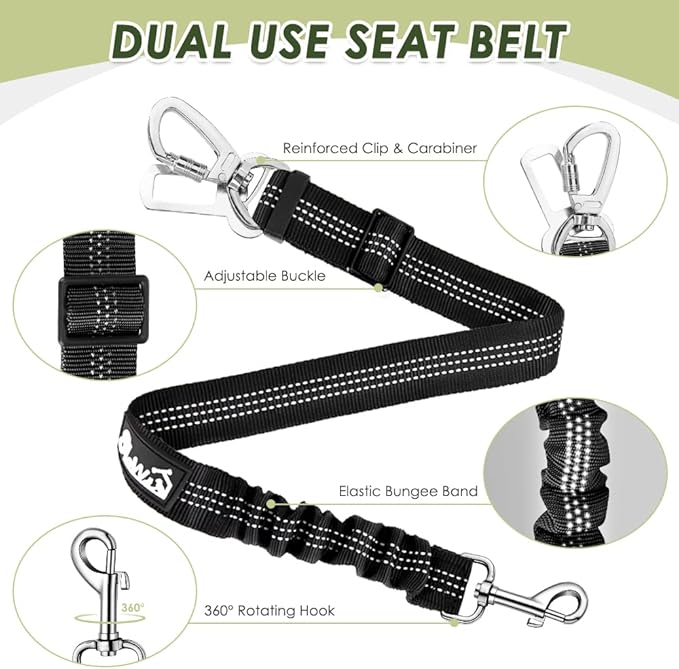 Lukovee Dog Seat Belt for Car, Adjustable Dog Car Harness for Large Medium Small Dogs, Soft Padded & Breathable Mesh Dog Seatbelt with Car Strap and Carabiner (Camouflage,L)