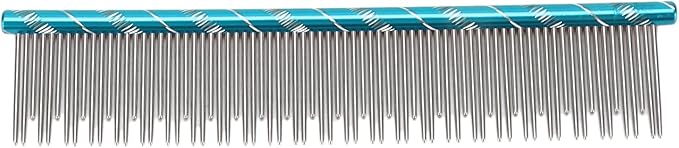 Zerodis Pet Hair Removal Comb, Reusable Stainless Steel, Blue, Cat Grooming, Thick Hair, 16 x 3.3cm/6.3 x 1.3in