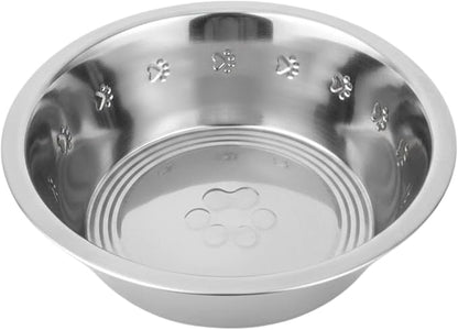 Stainless Steel Dog and Cat Bowls Replacement Embossed Bowl 6.1" Diameter, 2.2" Height (Small, Dishwasher Safe)