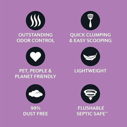 WORLD'S BEST CAT LITTER Multiple Cat Lavender Scented 15-Pounds - Natural Ingredients, Quick Clumping, Flushable, 99% Dust Free & Made in USA - Calming Fragrance & Long-Lasting Odor Control