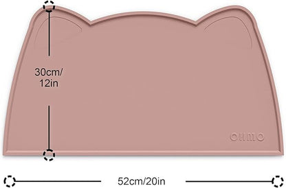 OHMO - Cat Food Mat, Silicone Pet Feeding Mat for Floor Non-Skid Waterproof Dog Water Bowl Tray, Easy to Clean Pet Placemat(Rose, 20 * 12")