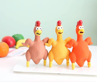 3-Pack Rubber Chicken Dog Toys with Squeakers - Loud Screaming Latex Toys for Small, Medium & Large Breeds - Ideal for Boredom - Busting and Interactive Fetch Play