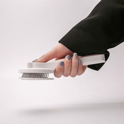 Cat Grooming Brush Slicker Brush for Pet Self Cleaning Hair Removal with Stainless Steel Needles Shedding & De-Matting Tool Hair Remover for Pet Dogs Cats (White)