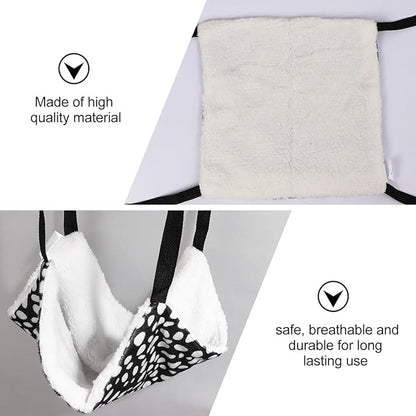 2pcs Reversible Cat Hammock Bed with Breathable Fabric 35x35cm, Hanging Pet Sleeping Bed for Indoor Cats, Black White Polka Dot and Zebra Pattern Pet Nest