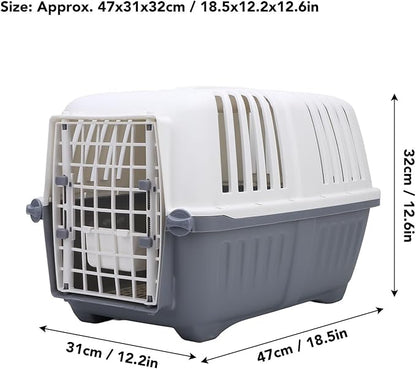 Dog Crate, Airline Approved Comfortable Breathable Lightweight Dog Carrier, Pet Carrier with Plastic Wire Door and Stay Dry Moat for Cats Dogs Rabbits