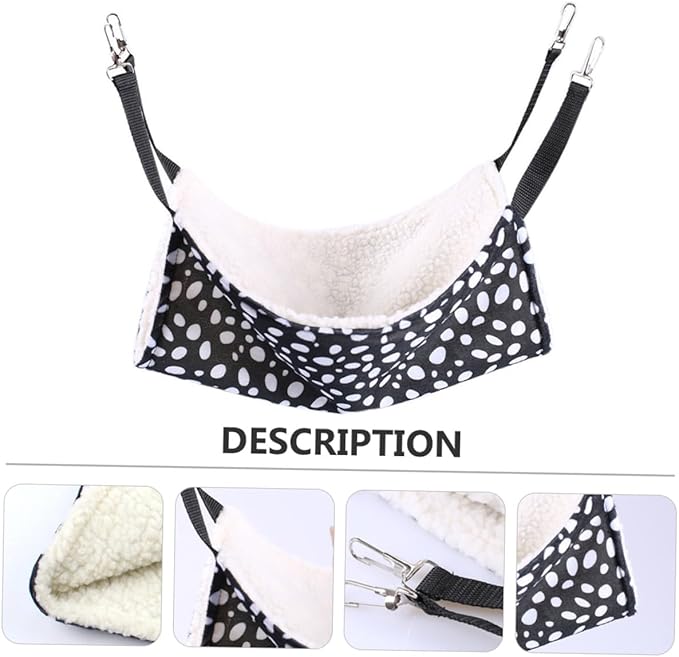 TOYANDONA Double-Sided Breathable Cat Den Hanging Hammock Small 27x27cm Black and White Polka Dot Cotton Cat Sleeping Bed for Indoor Pet