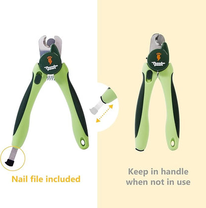 Professional-Grade Nail Clippers for Dogs Nail Trimmer with Safety Guard and Nail File - Nail Clippers for Large Dogs - Dog Nail Clipper Toenail Clippers (Green, Medium-Large (LED))