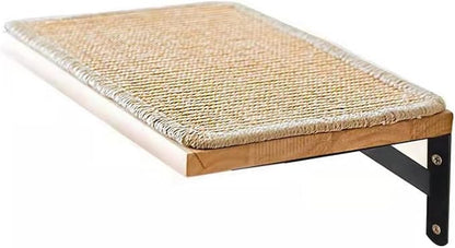 2 Pieces Cat Hammock Wall Mounted Floating Wall Shelf with Cat Scratching Mat Thick Solid Wood Cat Tree for Cat (2 Pieces Hammock)