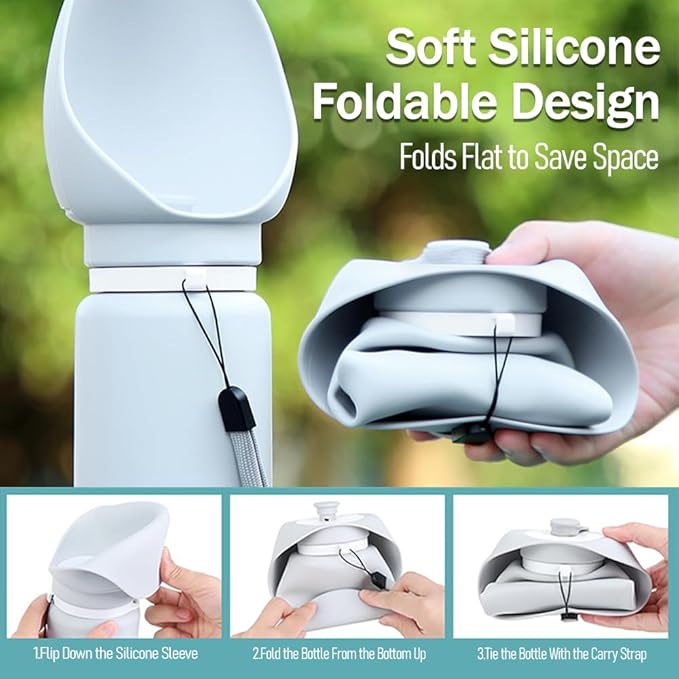 Foldable Dog Water Bottle for Small Dogs & Cats, Leak-Proof Portable Pet Water Dispenser, One-Hand Operation Travel Puppy Water Cup for Walking, Hiking, Outdoor