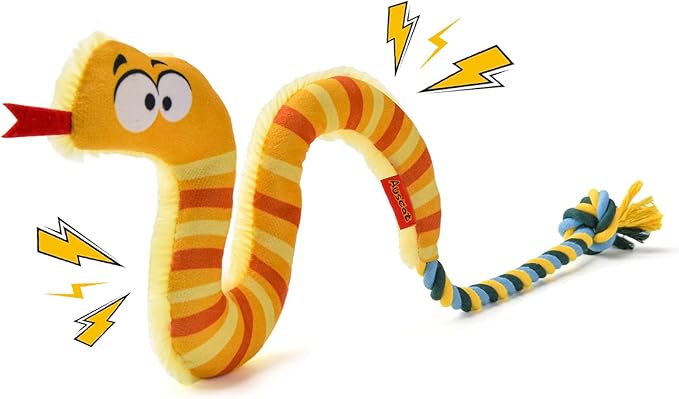 AUSCAT Plush Dog Rope Toy, Durable Squeaky Dog Toys for Puppy Small Medium Dogs (Not for Aggressive Chewers), Snake