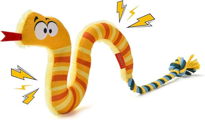 AUSCAT Plush Dog Rope Toy, Durable Squeaky Dog Toys for Puppy Small Medium Dogs (Not for Aggressive Chewers), Snake