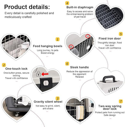 Pet Carrier Airline-Friendly Dog Travel Cage Portable Hard-Sided Pet Carrier for Small and Large Pets Air Box for Home Wall Decor and Office Display