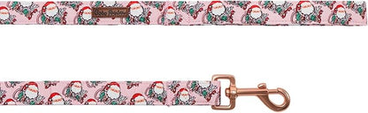 Dog Leash, Christmas Dogs Leashs Pink Christmas Santa Claus Print Adjustable Dog Leash for X-Small Boys and Girls Dogs