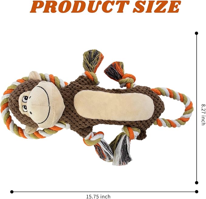 Squeaky Durable Dog Toys,Dog Monkey Toy, Large Breed Dog chew Toys, Interactive Toys, Stuffed Plush Puppy Toy with Crinkle Paper for Small, Middle,Big Dogs, Monkey Dog Toy,Orangutan Shape