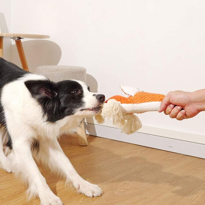 Cute Squeaky Dog Toy, Stuffed Plush Toy for Puppies, Durable Dog Chew Toy for Small, Middle, Large Breed (Orange Fox)