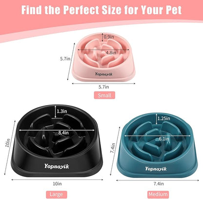 2 Pack Slow Feeder Dog Bowls for Healthy Eating, Non-Slip and Anti-Choking Design, Reduces Bloating & Overeating for Medium Dogs and Cats, Easy to Clean