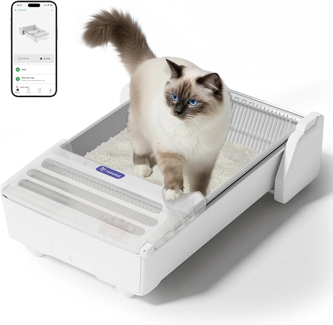 Self Cleaning Litter Box, 2026 Upgraded Open-Top Automatic Cat Litter Box for Multiple Cats, Weight Sensors Safety Protection/App Control/Odor Control/Easy Clean
