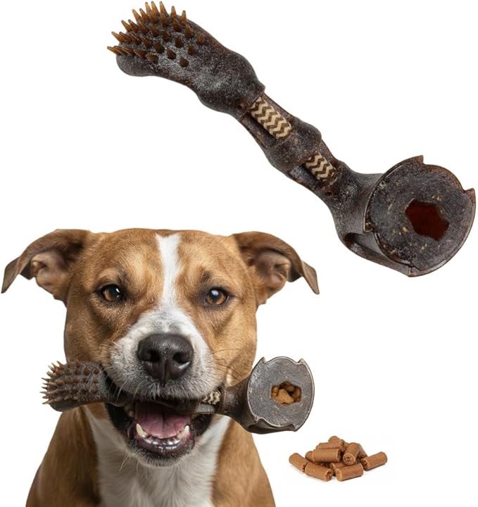 Bristle Dog Chew Toy - Tough Dog Toys with Treat Hole, Interactive Dog Toys with Massage Bristles for Small and Medium Dogs