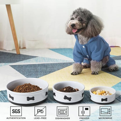 Sweejar Ceramic Dog Bowls with Bone Pattern, Dog Food Dish for Medium Dogs, Porcelain Pet Bowl for Water 35 Fl Oz (Fog Blue)