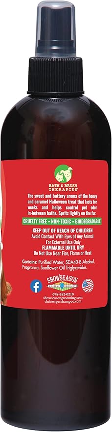 Showseason Animal Products Bath & Brush Therapies® Christmas Spice Pet Cologne 12.5 oz For Dogs | Long-Lasting Odor Eliminator | Paraben-Free | Biodegradable and Non-Toxic | Made in USA
