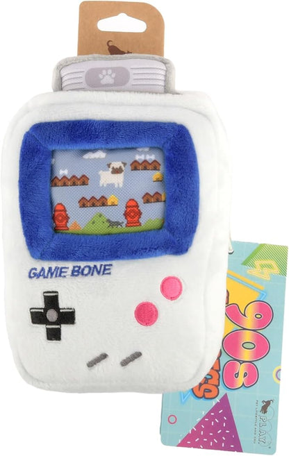 P.L.A.Y. Cute Plush Dog Toys - 1990s Classics Themed Durable 2-in-1 Squeaker Chew Toy, Great for Puppies & Small, Medium, Large Dogs - Machine Washable, Recycled Material (Game Bone Handheld Console)
