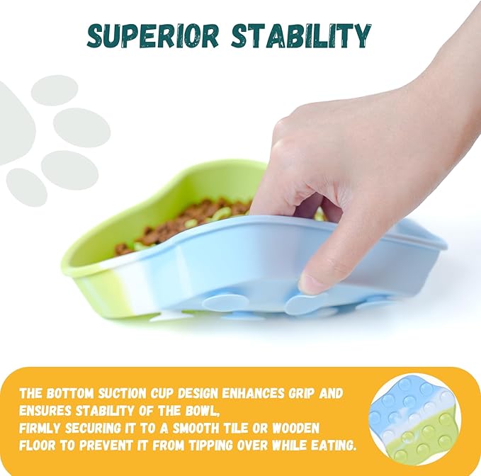 WUGO Slow Feeder Dog Bowls with Suction Cups for Dog Cat Dishwasher Microwave Puppy Puzzle Bowl