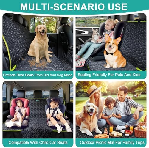 Dog Car Seat Covers for Ford f150/Ram1500/Nissan Frontier/Toyota Tacoma/GMC Canyon/Silverado, Waterproof Pet Back Seat Cover for Trucks, Scratchproof Nonslip Durable Rear Seat Cover for Dogs(Green) - Image 5