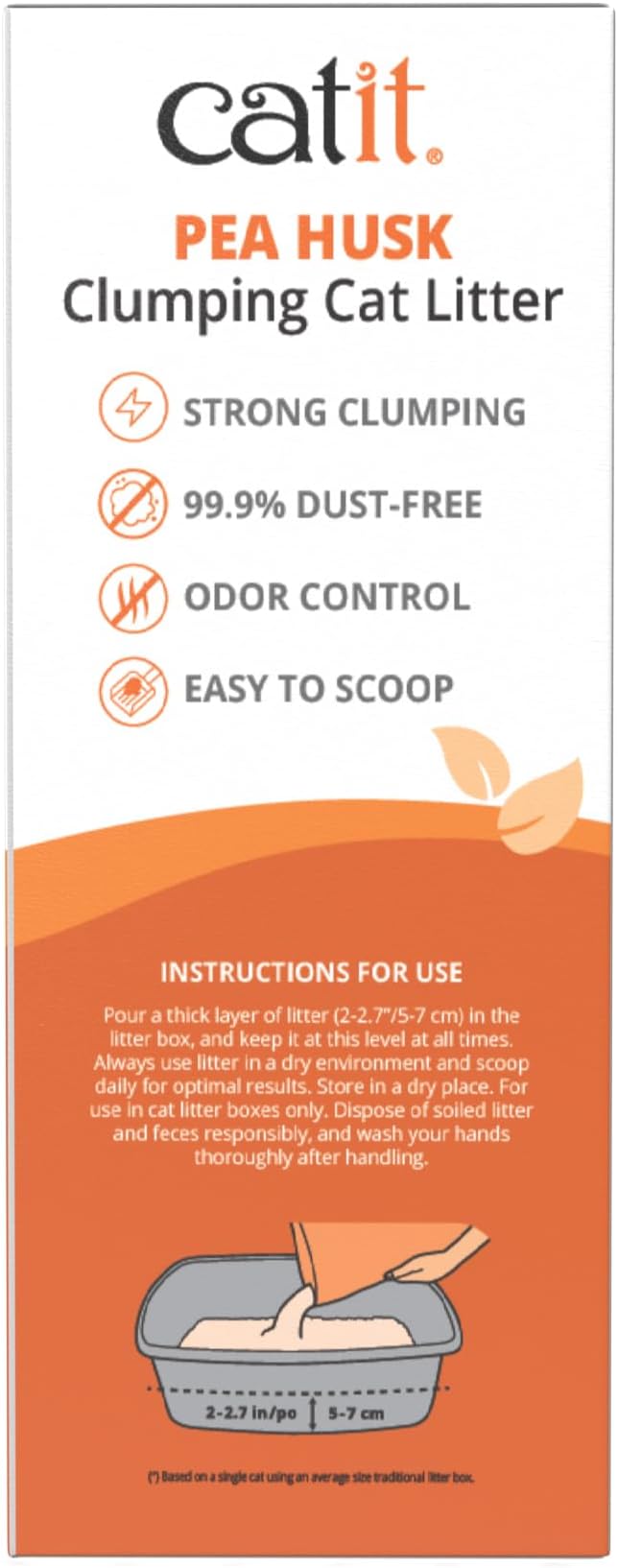 Catit - Go Natural Pea Husk Clumping Cat Litter - Dust Free,Easy Cleaning & Scooping,Flushable Kitty Litter with Odor Control & Subtle Fragrance - 12.3 Lbs,Vanilla Scented,(Pack of 2)
