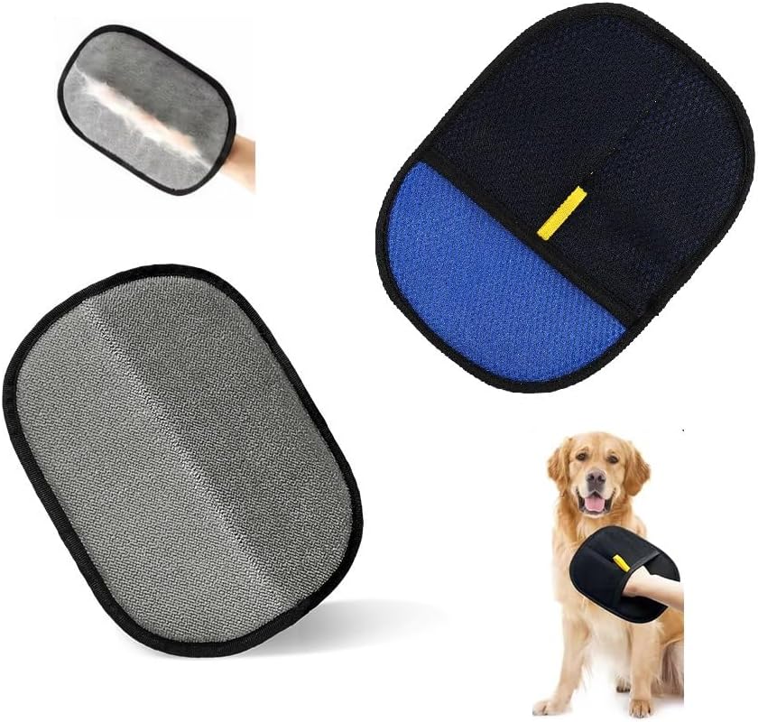 2 Pack Pet Hair Removal Glove, Reusable Electrostatic Magic Brush Glove for Couch, Carpet, and Car Seat (Blue) by MLHpeak
