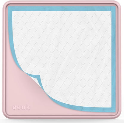 Pee Pad Tray Holder for Dogs - Fits Up to 22 x 22 in. Square Potty Training Pads No Spill Raised Lip High Edge Silicone Mat, Extra Thick and Non-Slip for Indoor Floor Protection (Small, Pink) | eenk