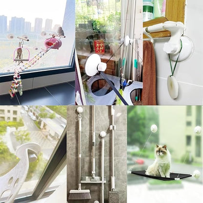 4 Pack Cat Bed Window Suction Holder Replacement with Anchor Screws Cordless Cat Window Perch Suction Cups Holders for EZ Mount Kitty Sill Window Hammock Bed Seat Felt Kitten Car Bed Road Trip