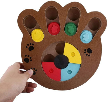 Dog Puzzle Toy, Wooden Dog Food Treat Toys Dog Puzzle Feeder Interactive Dog Training Toys for Dog Iq Training Slow Feeding and Mentally Stimulating(Paw Print Type)