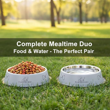 2 Pack Stainless Steel Dog Bowls – 16 fl oz Anti-Skid Food & Water Bowls for Small Dogs, Puppies & Cats|Dog Food & Water Bowl|Dog Feeding Bowl (Grey)