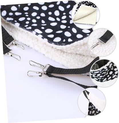 COHEALI Double-Sided Hanging Cat Hammock Breathable Pet Bed 27x27cm Compact Black and White Dots Suitable for Indoor Cats Winter Warm Den