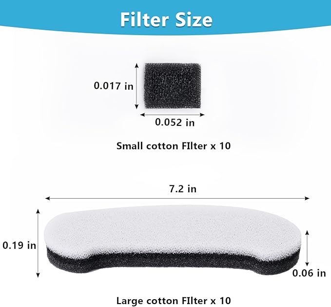 10 Pack Dog Water Fountain Filters, JMICOW Water Fountain Filter Replacement for PF-006-10L Dog Cat Water Fountain, Carbon Pet Water Fountain Filters