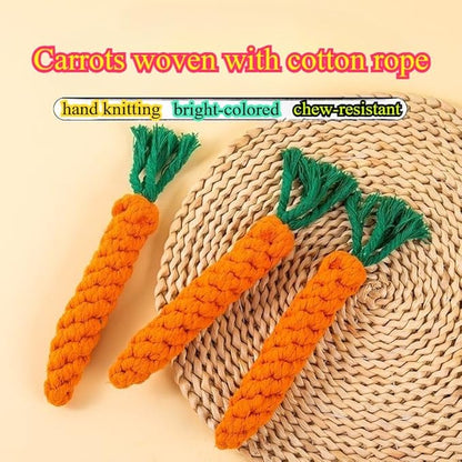 2 PCS Carrot Dog Rope Toys for Dogs, Durable Chew Toys for Aggressive Chewers, Entertainment and Interaction, Teeth Cleaning and Chewing, All-Cotton