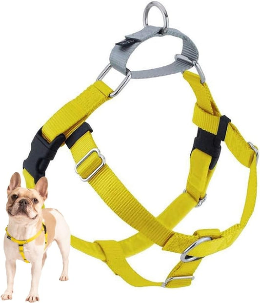 2 Hounds Design Freedom No Pull Dog Harness, Adjustable Harness, Easy Walking & Comfortable Control, Fits Small, Medium & Large Dogs, Solid Colors, Made in USA, 1" MD, Yellow