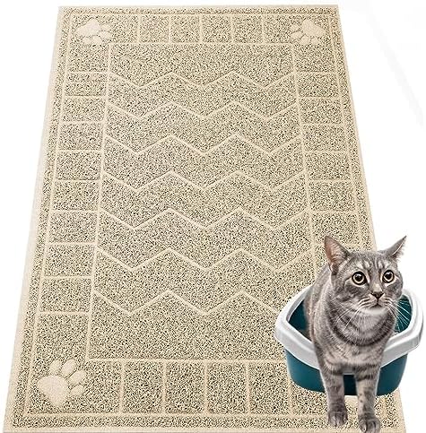 Cat Litter Box Mat, 35" x 24" Large Waterproof Litter Trapping Mat by Motsamla