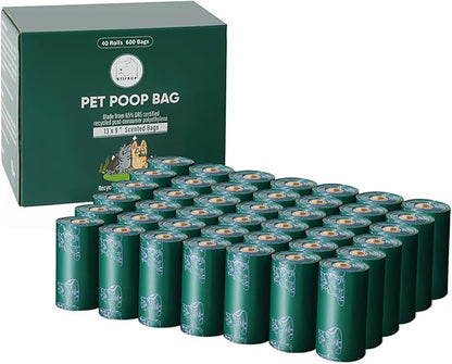 ATIFBOP Dog Poop Bags Rolls, Extra Thick and Leak-proof Poop Bag for Dogs, 600 Bags 40 Refill Rolls, Scented Waste Bag for Dog and Cat, Made form 65% Recycled Plastics