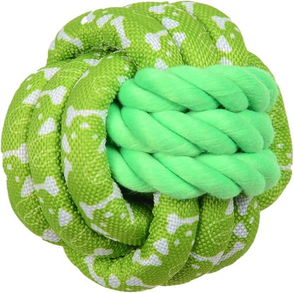 Green Rope Dog Balls - Durable Braided Rope Toy Ball, Dog Chew Toys for Medium Large Breeds, Dental Puppy Balls Teething Toys, Interactive Games