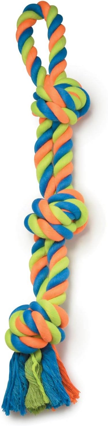Grriggles Mighty Bright Tug Rugged Rope Dog Chew Toy, Double Tug- 22"L