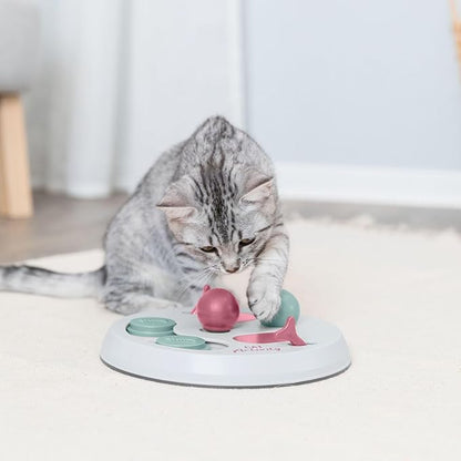 Trixie Cat Activity Flip Board – 4-Module Treat Puzzle Enrichment Toy for Mental Stimulation & Slow Feeding – Interactive Cat Toy for Indoor Cats – Berry/Gray, 9 x 9 x 2.5 in
