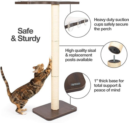 PetFusion Ultimate Cat Window Climbing Perch 45” Tall (Tree Sisal Scratching Posts, Modern Design Simply Suctions to Window. (EASY TO ASSEMBLE)