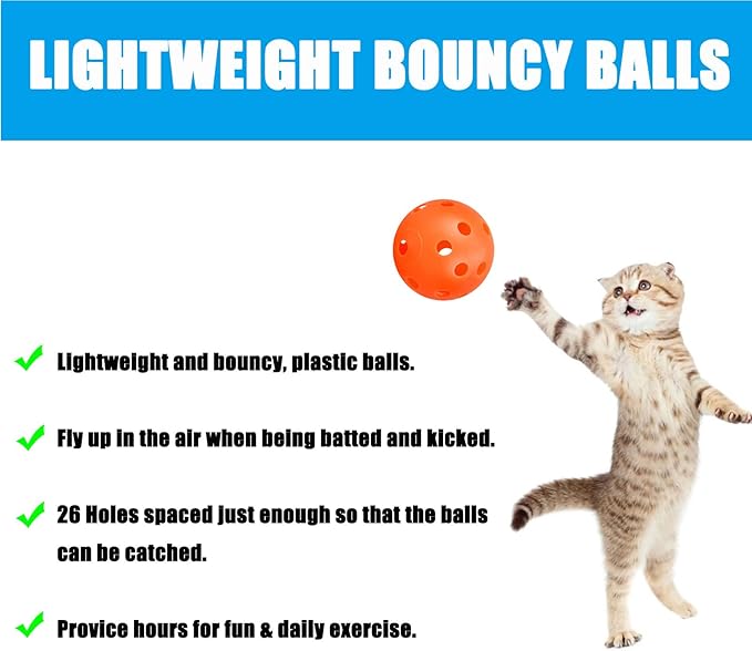 12Pcs Cat Ball Toy, Low Noise No Bells Holey Plastic Cat Balls, Funny Interactive Cats Toys for Indoor Cats, Firm Toy Balls for Kitten Puppy Ferret Bird (1.65", Orange)