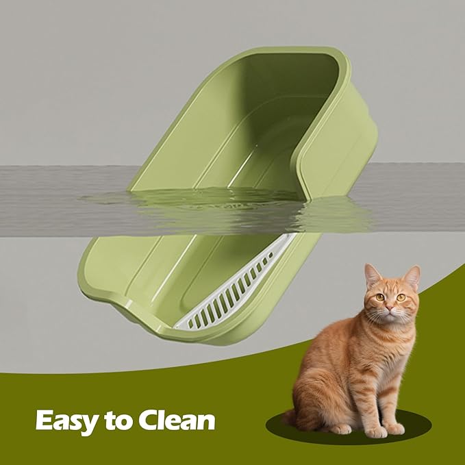 Extra Large Cat Litter Box with High Sides,Cats Boxes for Indoor Cats,Cat Litter Pan for Kitty,Litter Box with Low Entry,Easy to Clean,Anti-Splashing,23.6" x15.7" x5.9" (Grey)